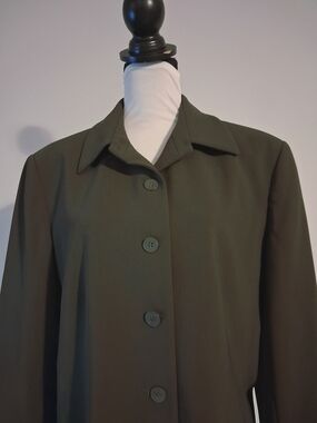 Classic Women's Olive Green Button Front Blazer